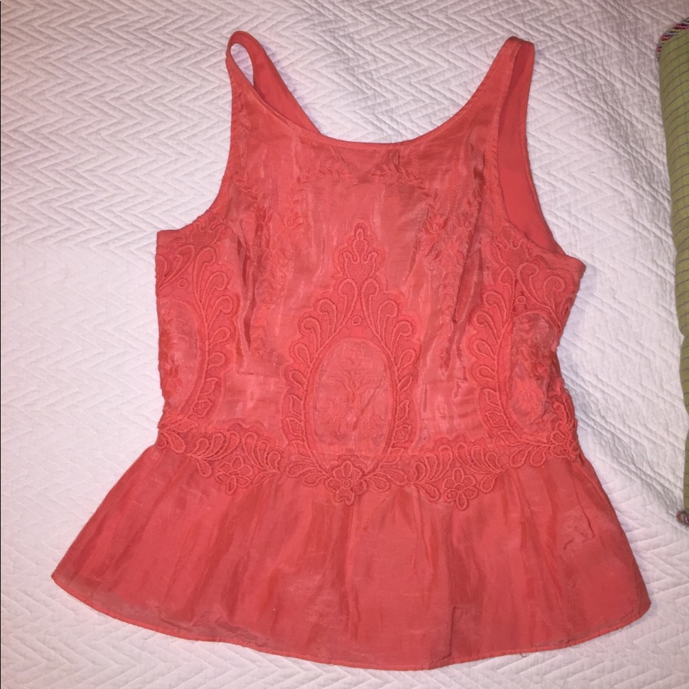 Coral dolce vita peplum lace top
